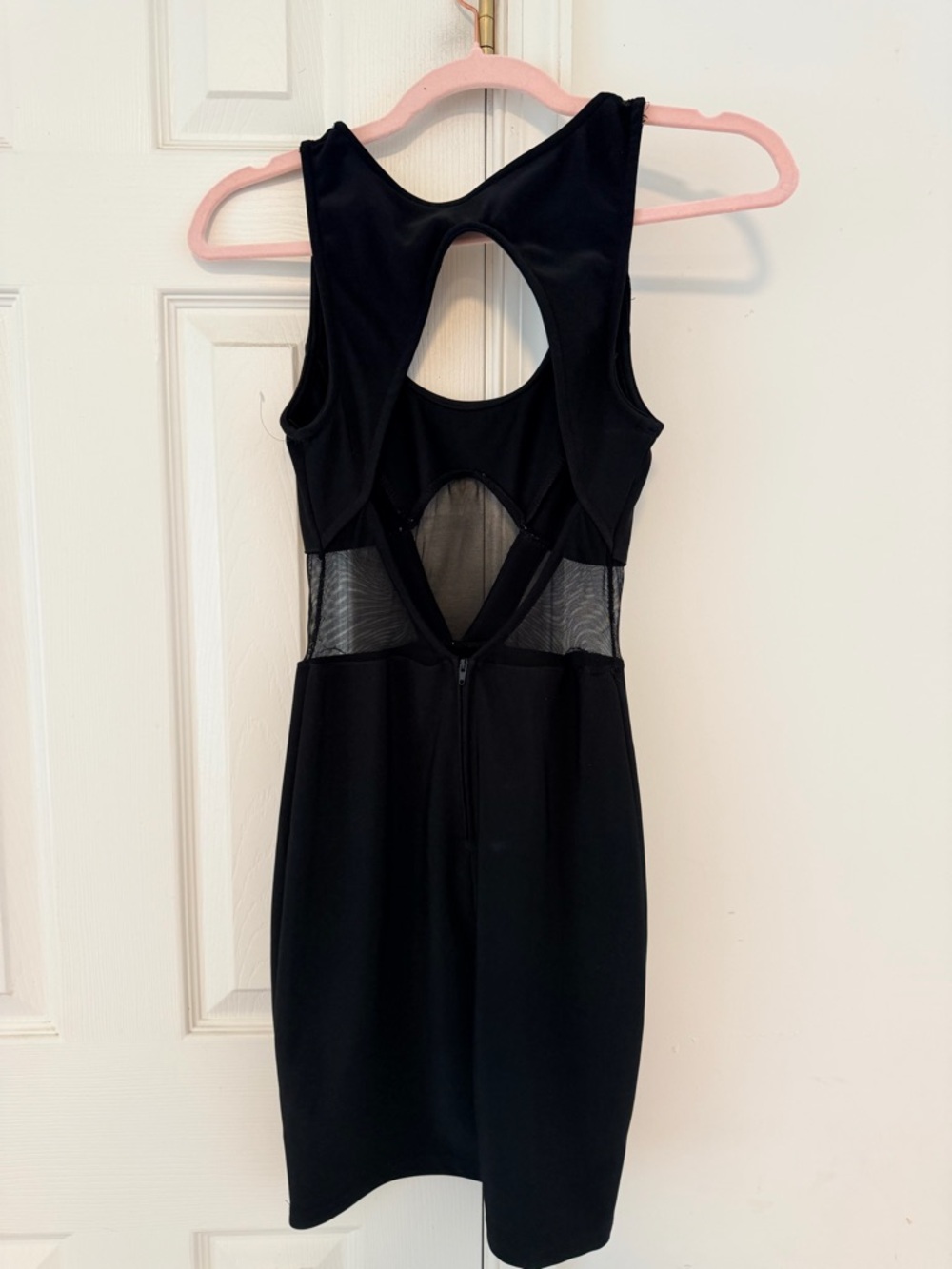 Black Cutout Mesh Bodycon Dress - Solemio - Picture 3 of 4